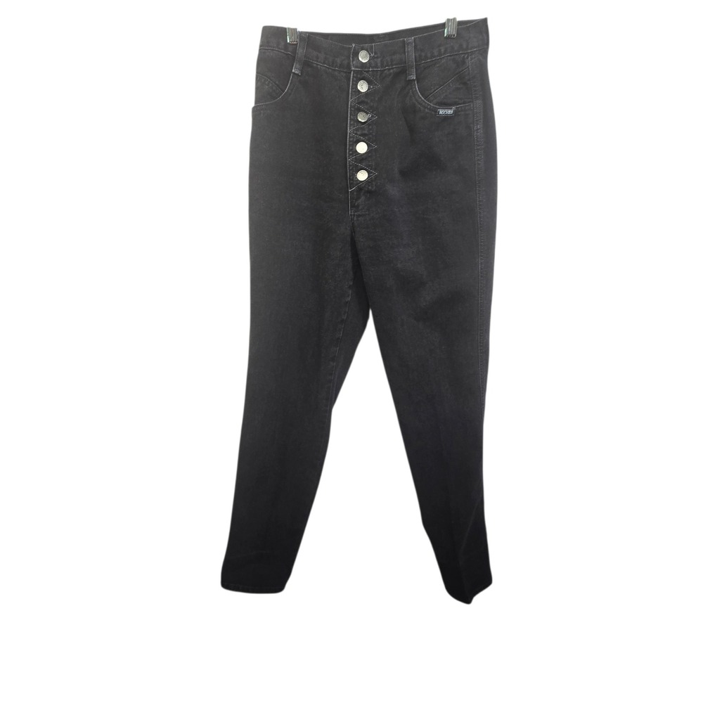 Rockies Button Fly Jeans Womens 31/11 Black High Rise Western Vintage 90s